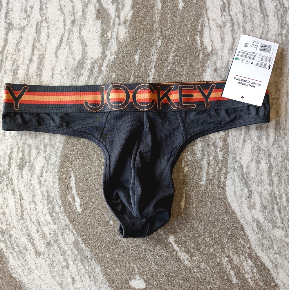 Jockey Sport Men's Stability Pouch Microfiber Thong Underwear New Size L…